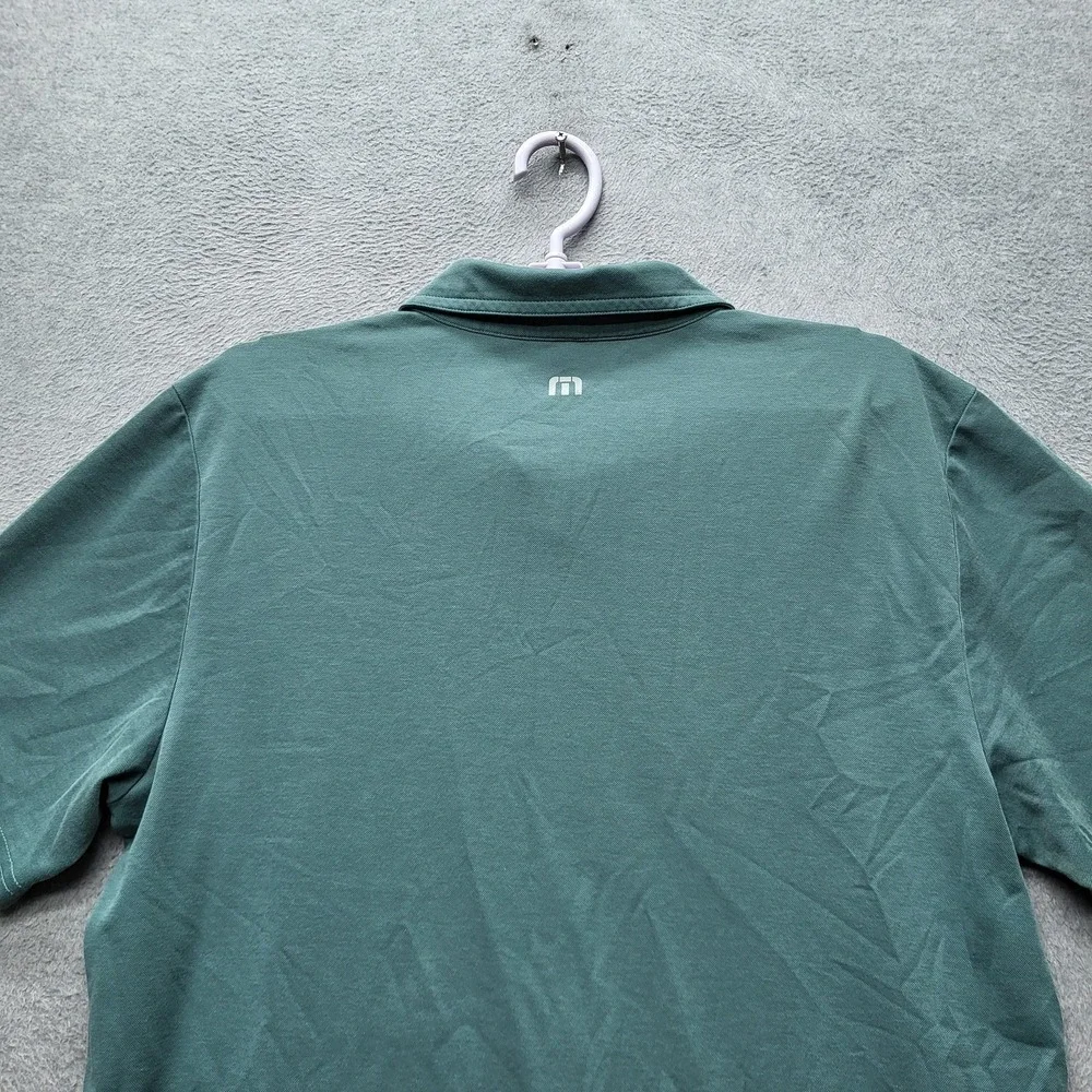 Travismathew Men Polo L Teal Brand‎ Signature Embroidery Striped Logo Button